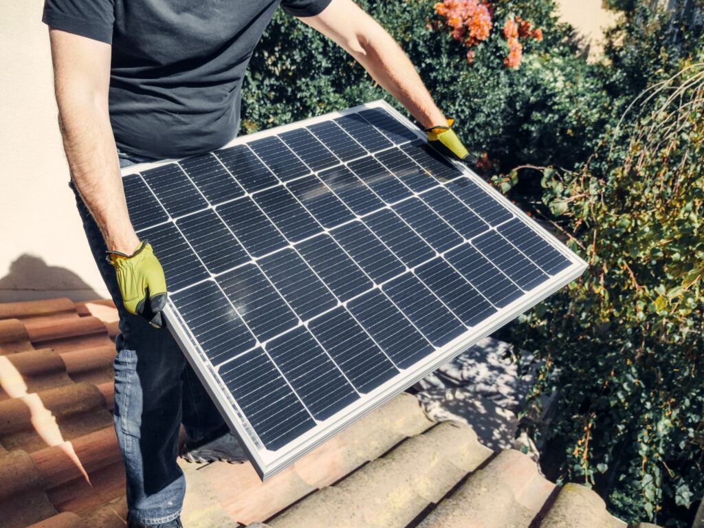 Placing solar panel on roof 