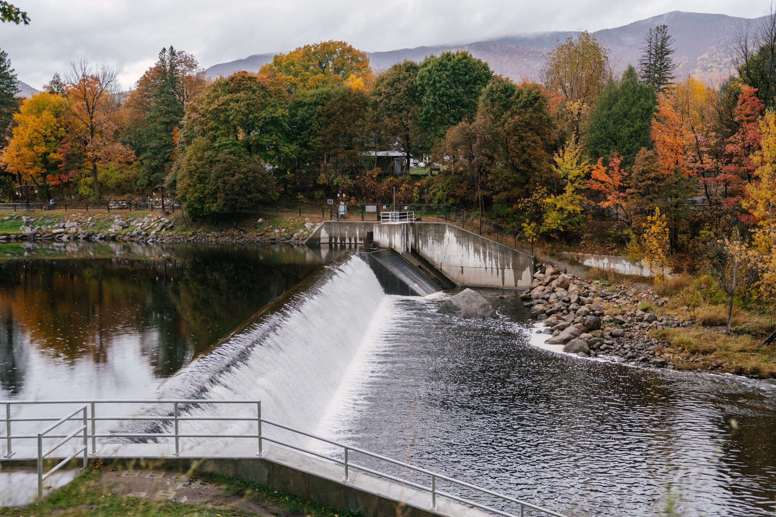 hydro dam on a small river in nature