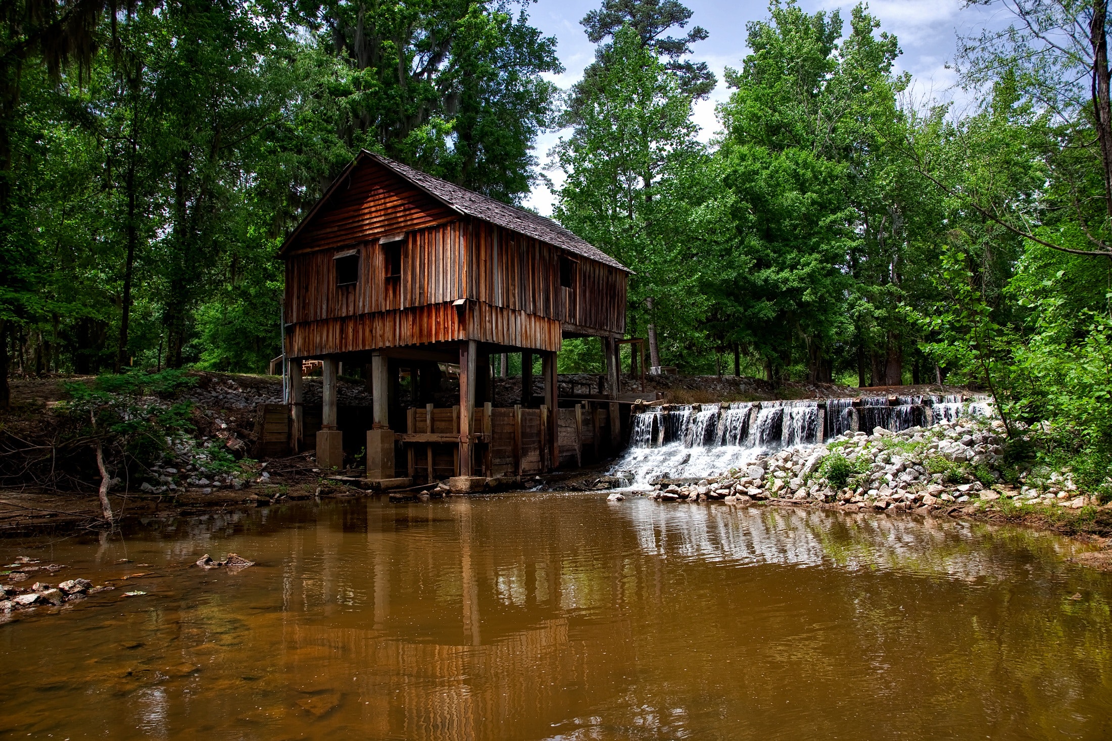 mini hydro dam built in nature