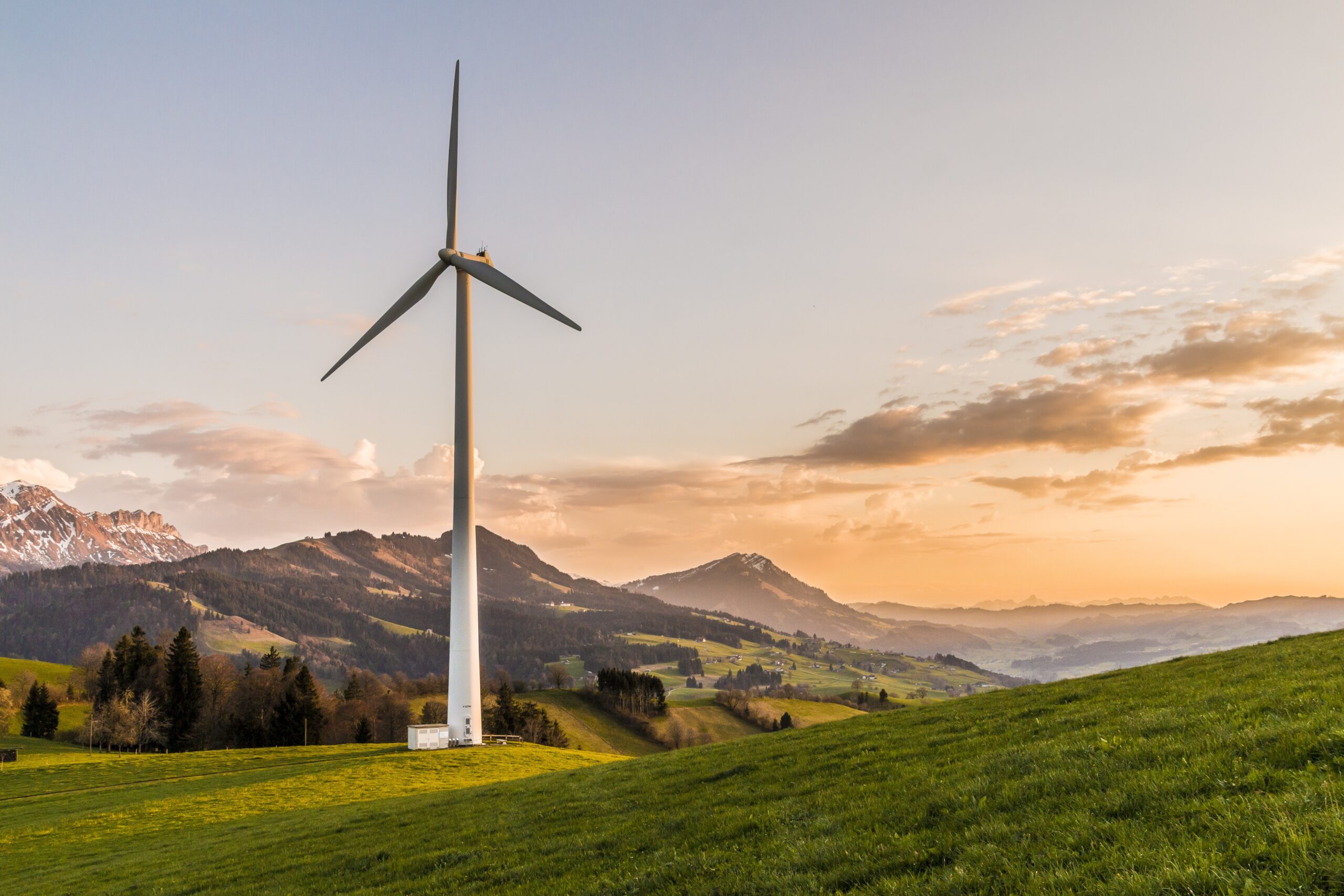 Wind turbines generating electricity