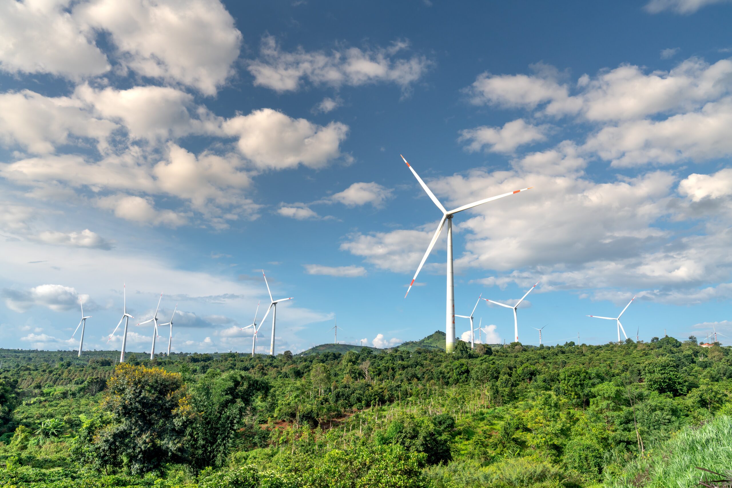 landscape with turbines