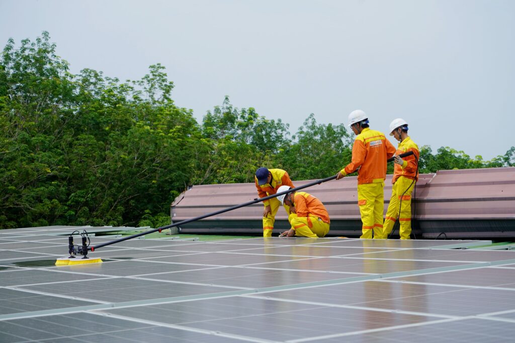 professional solar panel cleaning with sophisticated methods